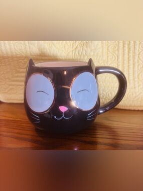 Cost Plus World Market Black Cat with Sunnies Ceramic Mug